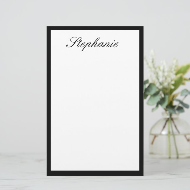 Papeterie Monogrammes Nom personnalisé Mariage noir blanc mi (Debout devant)
