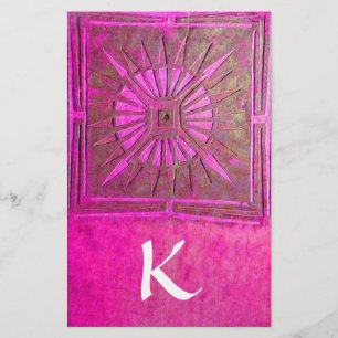 Papeterie MORNING STAR MONOGRAMME ,rose fuchsia blanc
