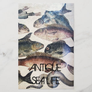 PAPETERIE MOSAÏQUES ROMAINES ANTIQUES, POISSONS, ESPACE DE V