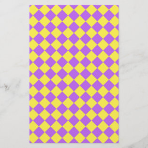 Papeterie Motif à carreaux Harlequin diamant jaune violet