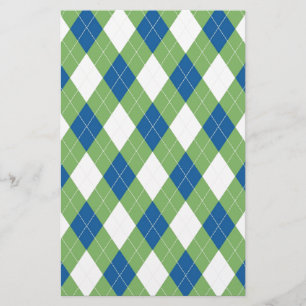 Papeterie Motif à motifs de losanges vert-bleu