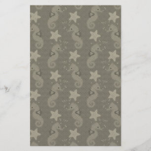 Papeterie Motif Antique Seahorse Et Starfish