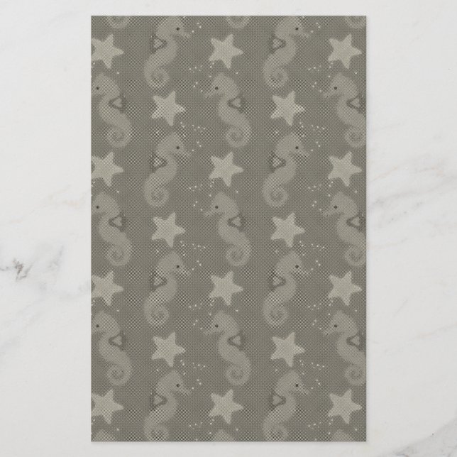 Papeterie Motif Antique Seahorse Et Starfish (Devant)