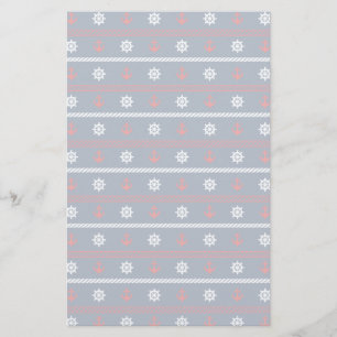 Papeterie Motif blanc et bleu rouge d'océan