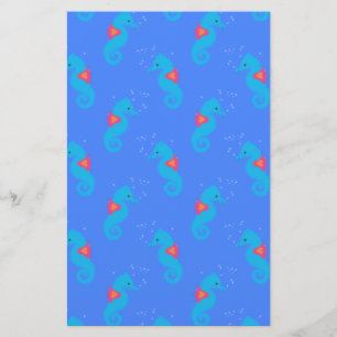 Papeterie Motif Blue Seahorse