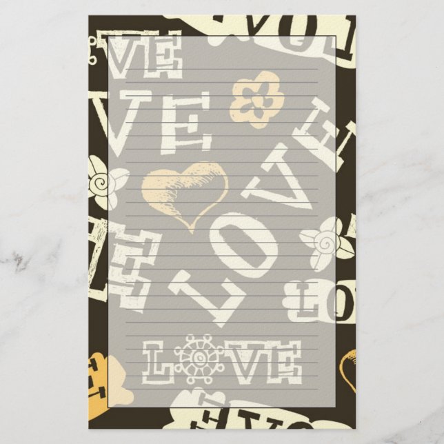 Papeterie Motif d'amour tiré à la main (Devant)