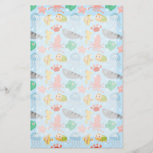 Papeterie Motif d'animaux sous-marins mignons et colorés