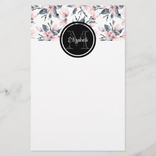 Papeterie Motif d'aquarelle rose et gris