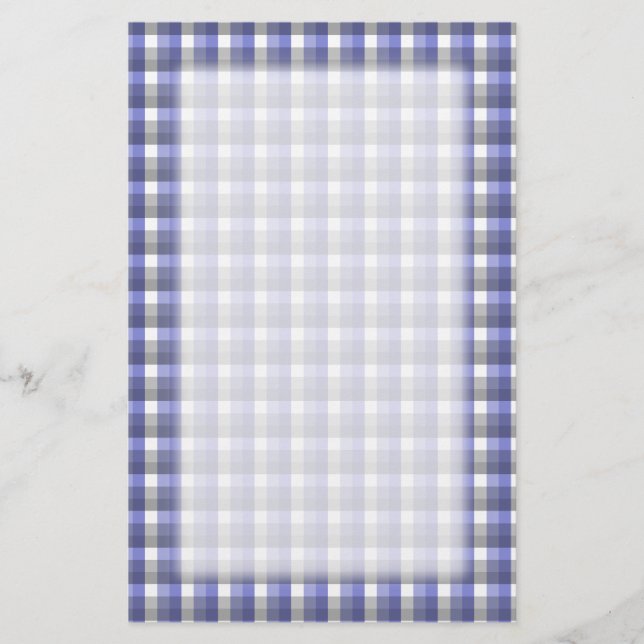 Papeterie Motif de contrôle de guingan. Bleu, gris, blanc (Devant)
