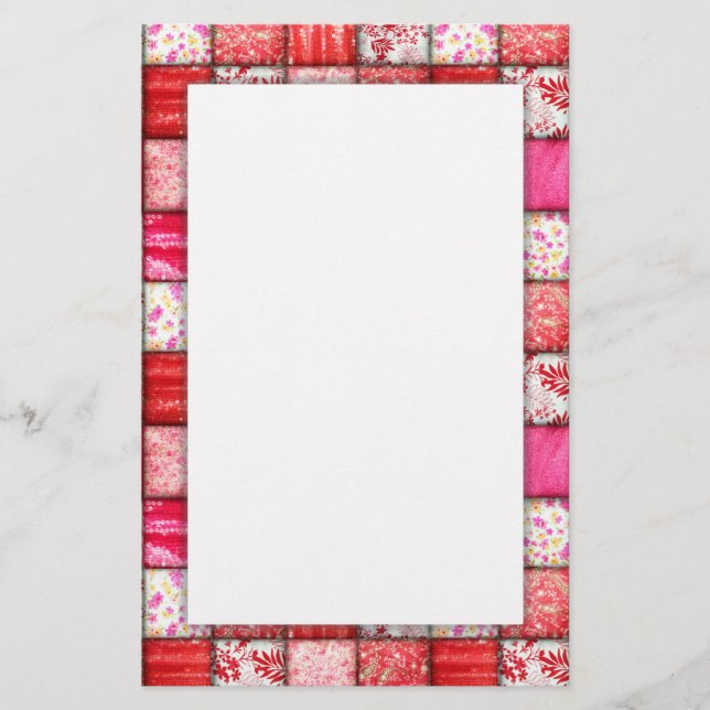 Papeterie Motif de courtepointe rouge et rose (Devant)