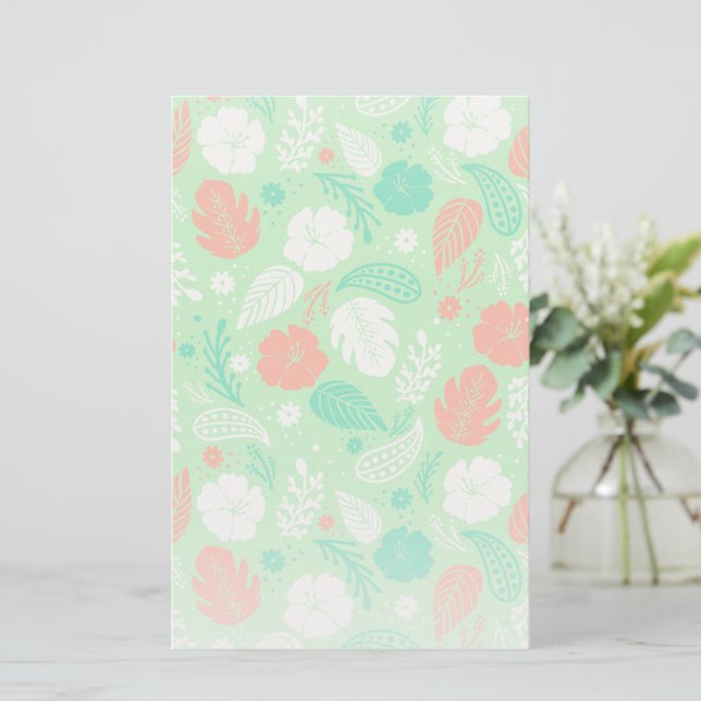 Papeterie Motif de feuillage vert et orange (Debout devant)