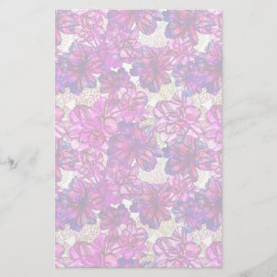 Papeterie Motif De Fleurs Abstraites Roses Et Violettes