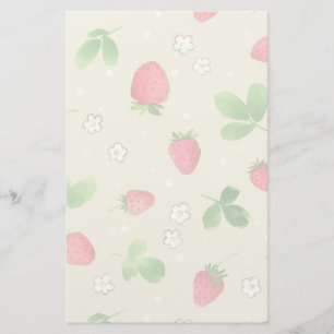 Papeterie motif de fraises d'aquarelle