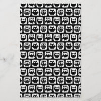 Motif de hibou en noir et blanc