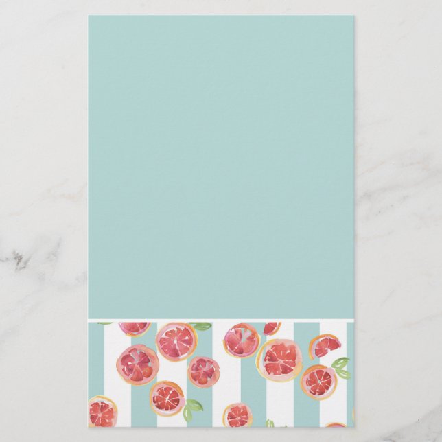 Papeterie Motif de pamplemousse rose sur les rayures vertes (Devant)