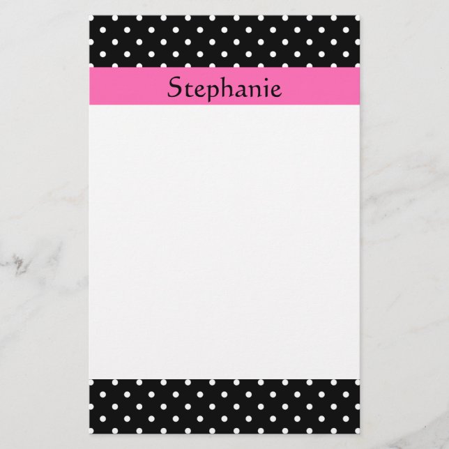 Papeterie Motif de points Polka blanc et noir (Devant)