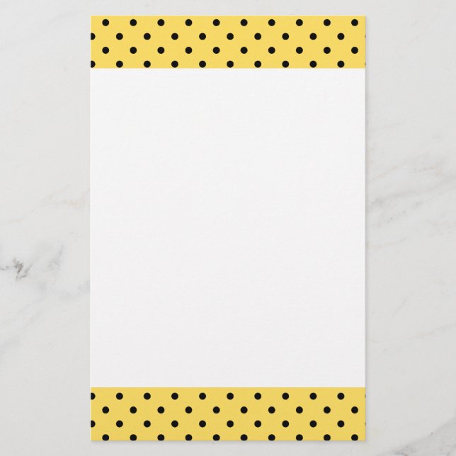 Papeterie Motif de points Polka Jaune et Noir personnalisé (Devant)