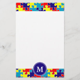 Papeterie Motif de puzzle Monogramme de sensibilisation à l'