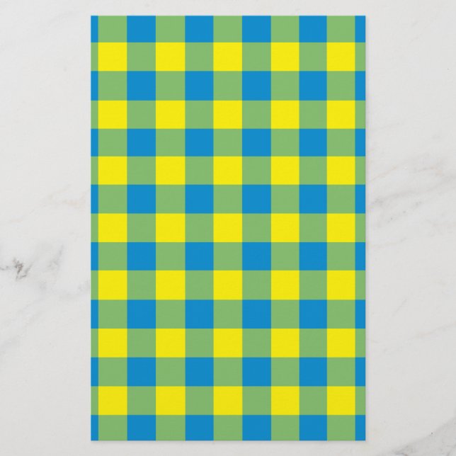 Papeterie Motif de vérification de la plaid bleu jaune vert (Devant)
