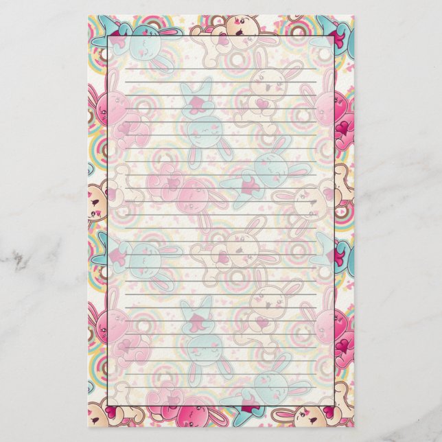 Papeterie Motif d'enfant de Kawaii avec des griffonnages (Devant)