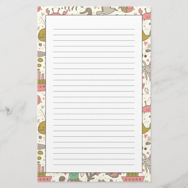 Papeterie Motif drôle d'été avec des bateaux (Devant)