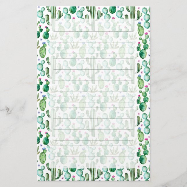 Papeterie Motif d'usines de cactus d'aquarelle (Devant)
