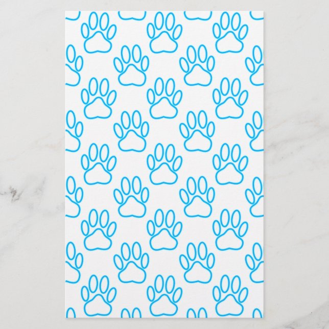 Papeterie Motif Empreinte de patte de Blue Neon Dog (Devant)
