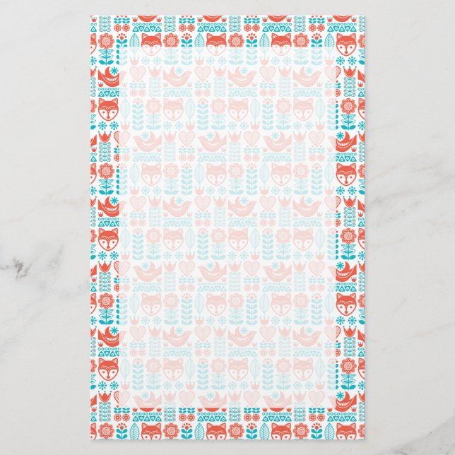 Papeterie Motif finlandais d'art populaire de Fox et (Devant)