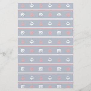 Papeterie Motif Nautique Rouge Blanc Et Bleu