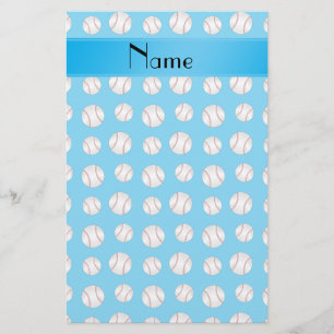 Papeterie Motif nommé personnalisé de base-ball de bleu de