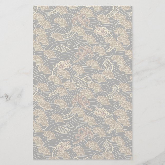 Papeterie Motif oriental de dragon de mer (Devant)