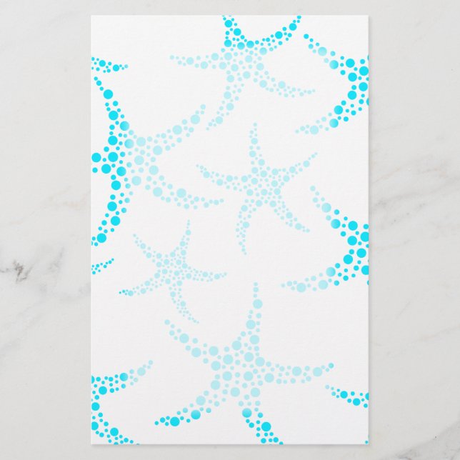 Papeterie Motif pointillé d'étoiles de mer dans la turquoise (Devant)