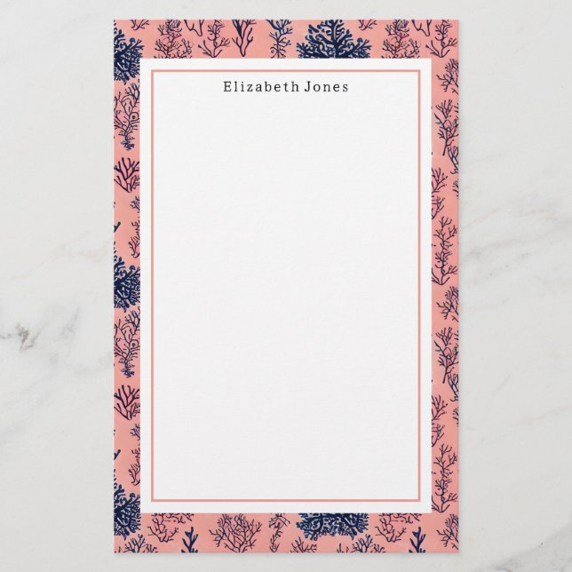 Papeterie Motif Preppy Blue et Coral (Devant)