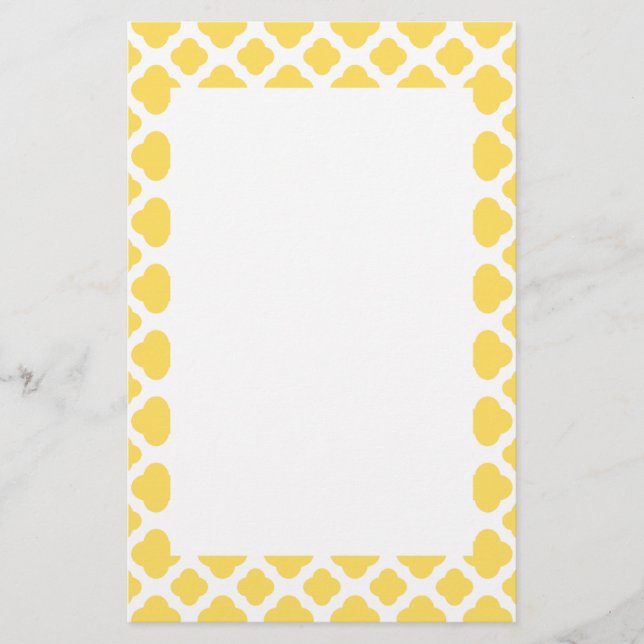 Papeterie Motif Quatrefoil jaune citron et blanc (Devant)