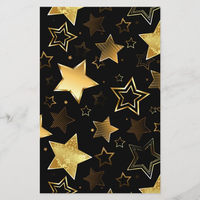 Papeterie Motif sans couture avec étoiles d'or (Devant)