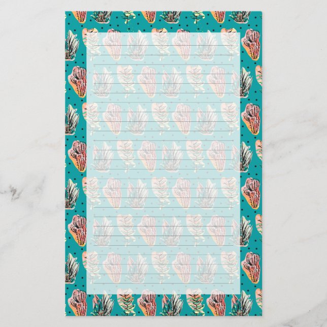 Papeterie Motif succulent de cactus graphique abstrait (Devant)
