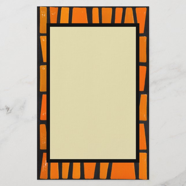 Papeterie Motif tribal d'Afrique orange et noire (Devant)