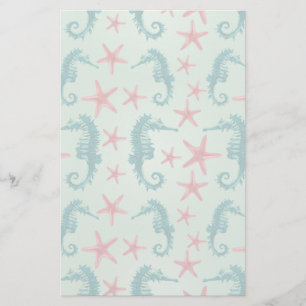 Papeterie Motif turquoise 2 d'hippocampe