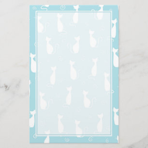 Papeterie Motif turquoise et blanc de chats