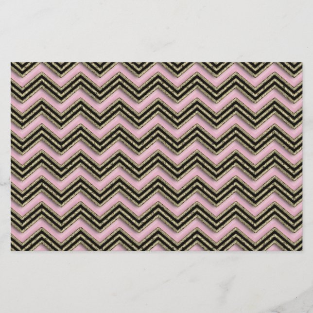 Papeterie Motif Zigzag noir et rose (Devant)