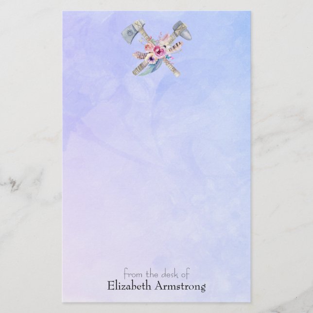 Papeterie Motifs et fleurs Tomahawk Aquarelle Design (Devant)