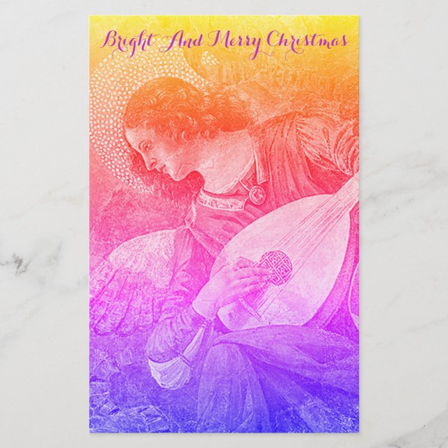 Papeterie MUSIQUE FAISANT NOËL ANGEL Rose Bleu Jaune (Devant)