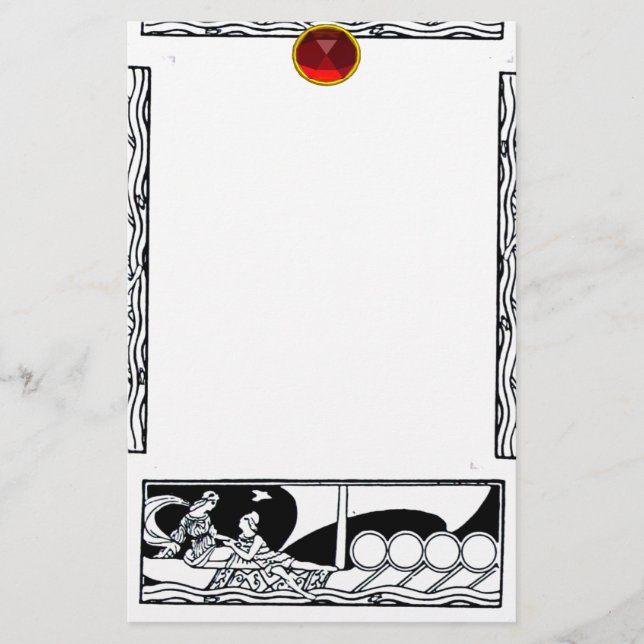 Papeterie NAVIRE ANTIQUE ET AMATEURS Rouge Ruby Gem Noir Bla (Devant)