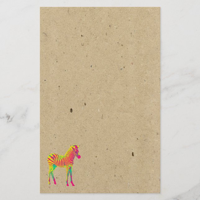 Papeterie Neon Zebra Baby Animal Psychedelic Funky Retro (Devant)