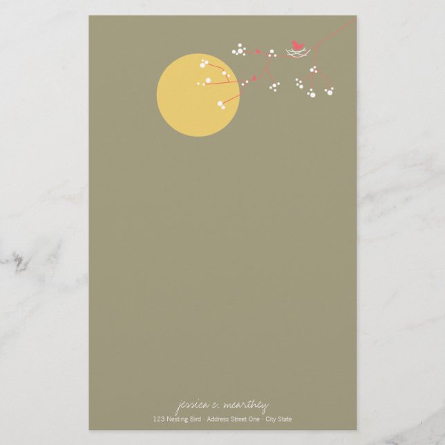 Papeterie Nesting Bird Family Baby shower Papier à lettres (Devant)