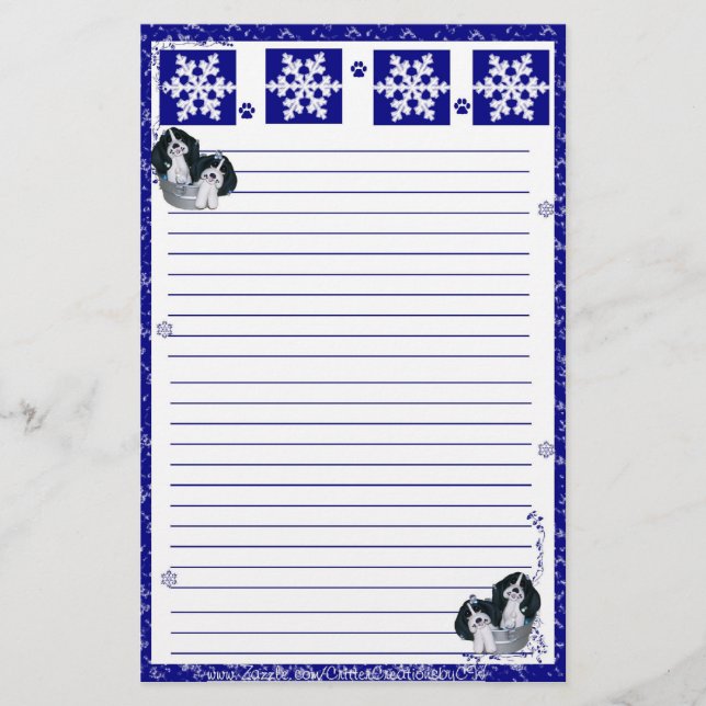 Papeterie Noël de flocon de neige de Basset Hound (Devant)