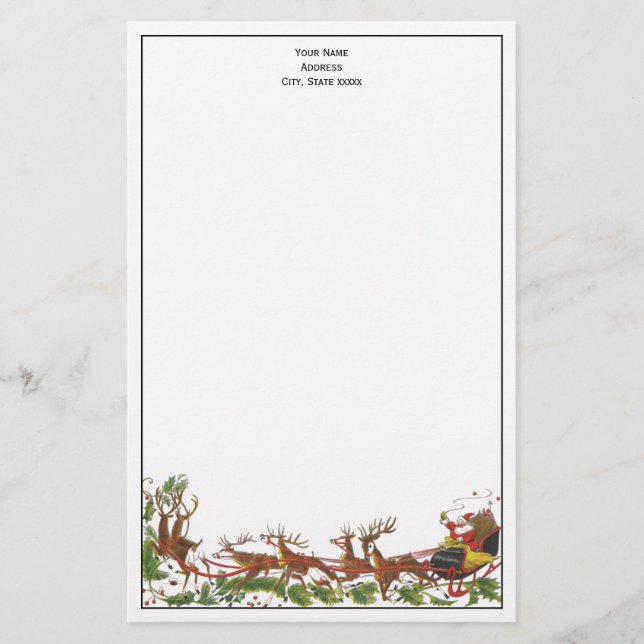 Papeterie Noël Noël Noël Père Noël Sleigh Reindeer frontière (Devant)