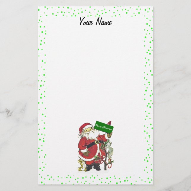 Papeterie Noël Père Noël Tree Animaux Pois verts (Devant)