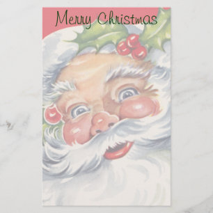 Papeterie Noël Vintage, Jolly Père Noël avec son Casquette