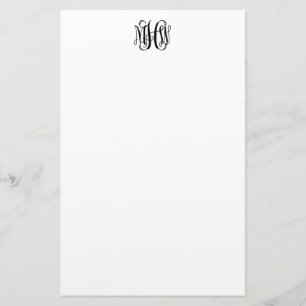 Papeterie Noir 3 Monogramme initial de vigne de script DIY B
